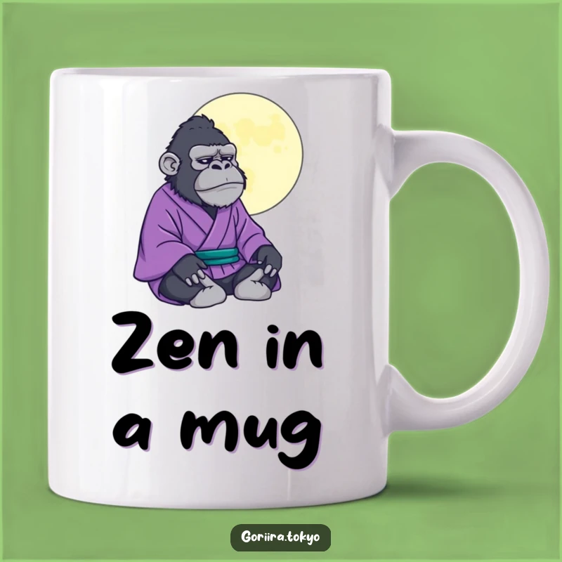 Funny Gorilla Kimono Zen Mug: Meditate with Mystical Moon Vibes