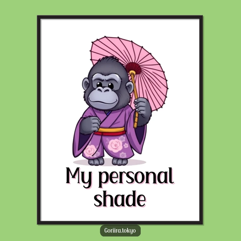 Funny Gorilla Purple Kimono Umbrella Digital Art: Stylish Shelter, Instant Humorous Gift