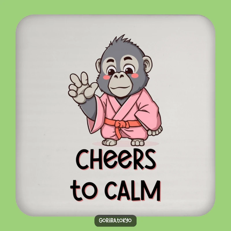 Funny Gorilla Pink Kimono Coaster - Gentle Gesture Drink Protector Gift