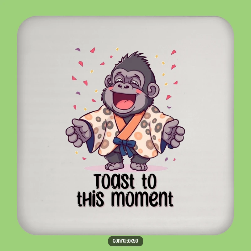 Funny Gorilla Confetti Party Drink Coaster: Protect Surfaces with Fun
