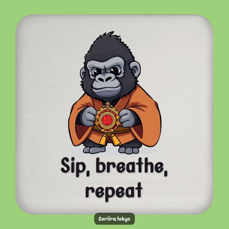 Funny Gorilla Kaiser Coaster - Protective Brown Kimono Warrior Drink Gift