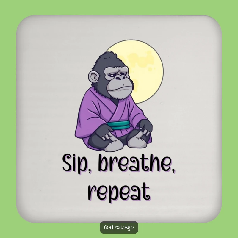 Funny Gorilla Kimono Zen Drink Coaster: Protect Surfaces with Peace