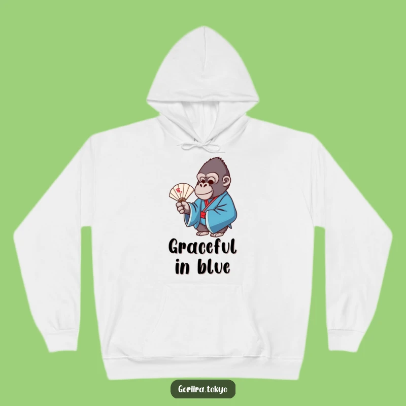 Funny Gorilla Blue Kimono Fan Hoodie: Cozy Elegance, Warm Humorous Gift