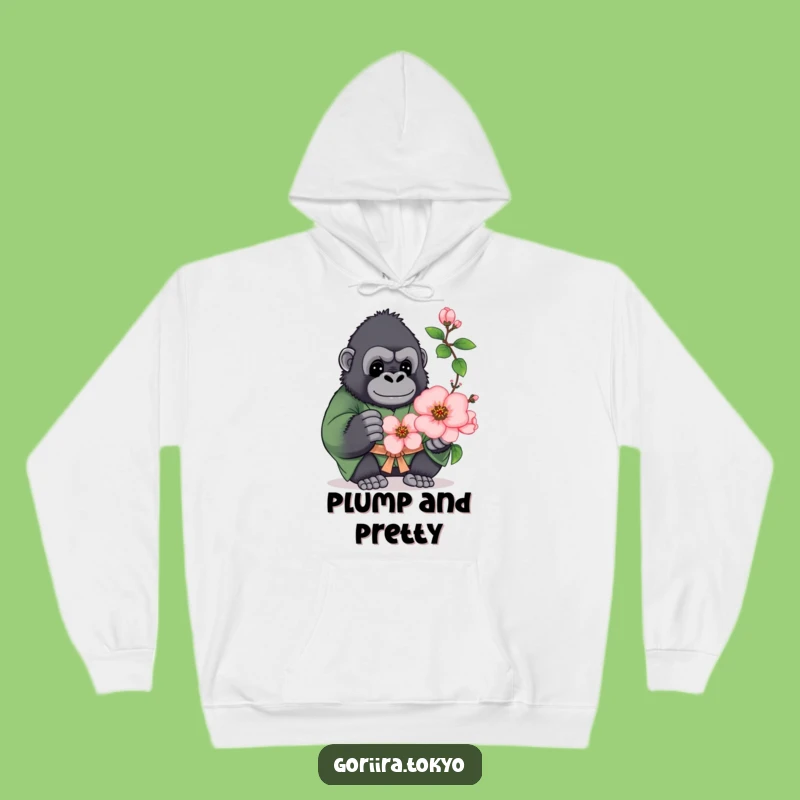 Funny Plump Gorilla Green Kimono Hoodie: Cozy Blossom Hug, Warm Humorous Gift