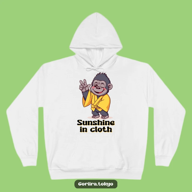 Funny Cheerful Gorilla Yellow Kimono Hoodie: Cozy Cheer, Warm Humorous Gift