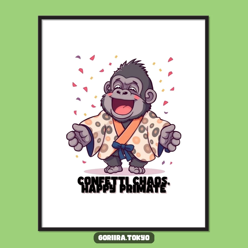 Free Printable Wall Art: Gorilla Confetti Party - Humorous Joyful Downloadable Decor