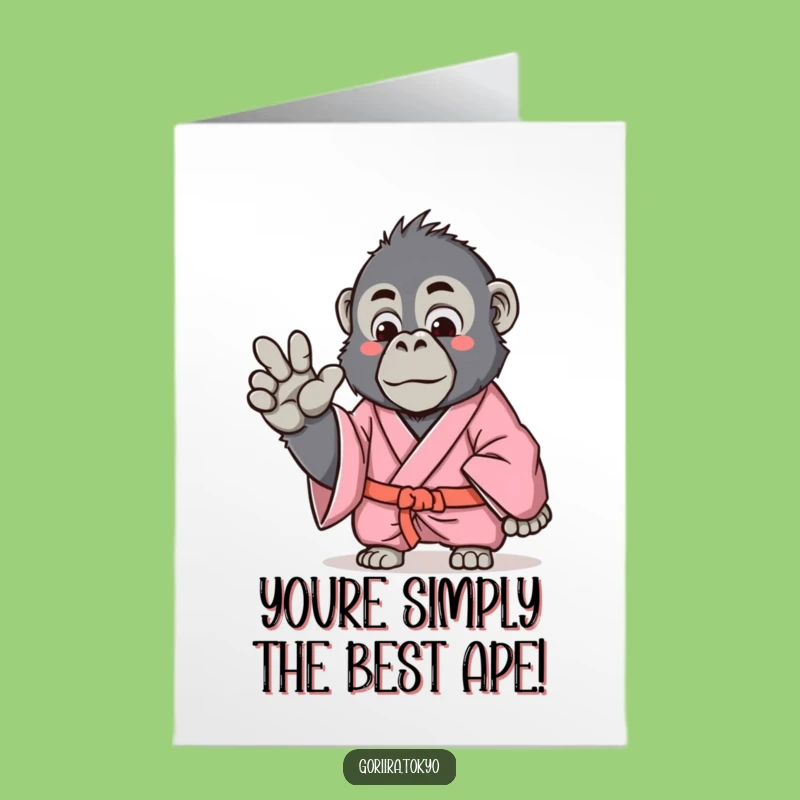 Free Printable Congrats Card: Pink Gorilla Kimono Gentle Gesture Downloadable