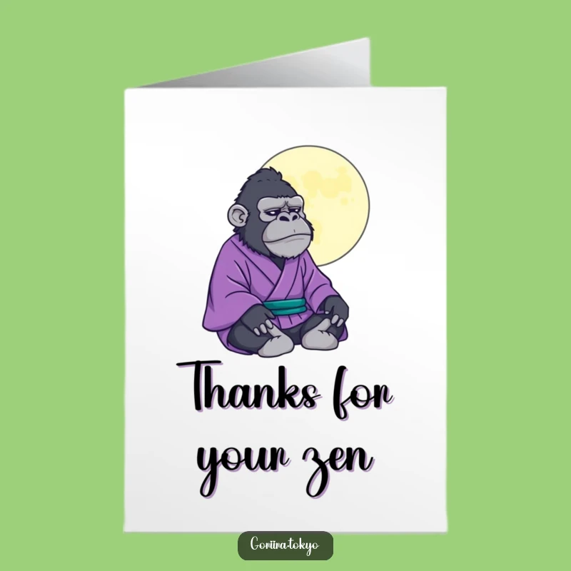 Free Printable Thank You Card: Gorilla Kimono Peace - Zen Downloadable Gratitude