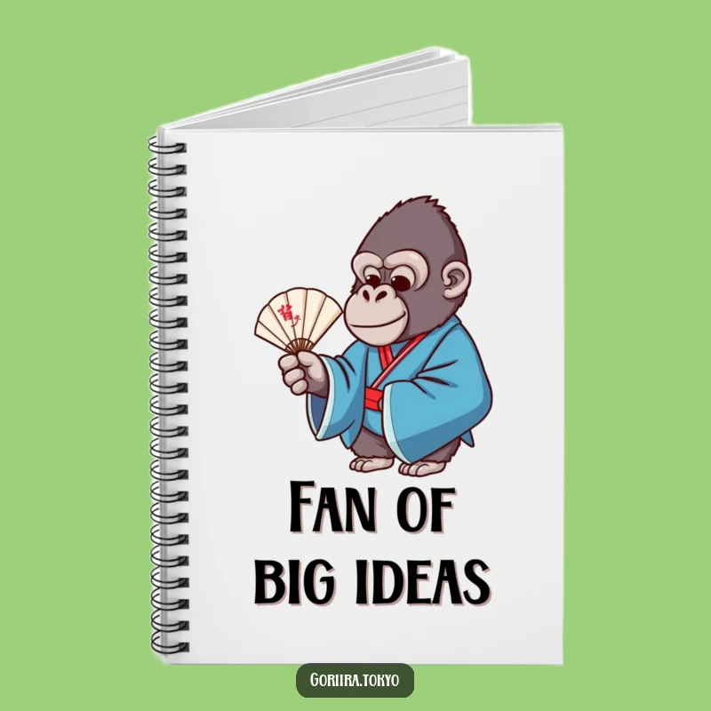 Funny Gorilla Blue Kimono Fan Notebook: Graceful Ideas, Humorous Gift