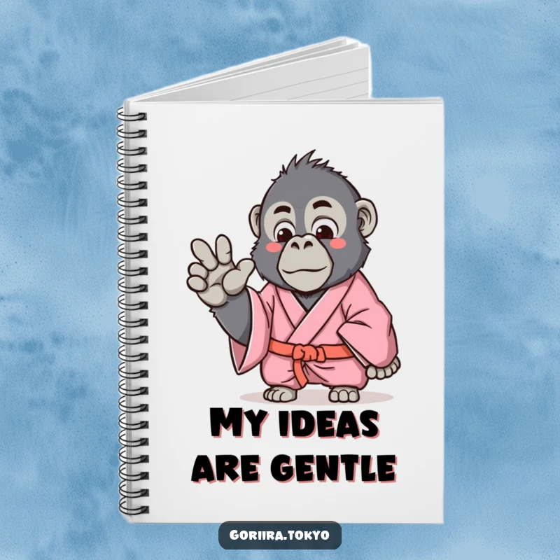 Funny Gorilla Notebook with a pink kimono gorilla making a gentle hand gesture, perfect for writing and thoughtful reflection.