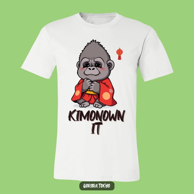 Funny Cute Gorilla Red Kimono T-Shirt: Polite Bow, Hilarious Style Gift