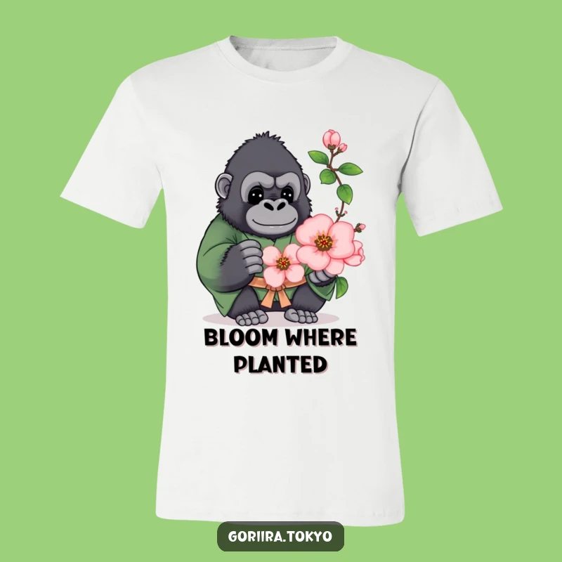 Funny Plump Gorilla Green Kimono T-Shirt: Blossom Cheer, Humorous Gift