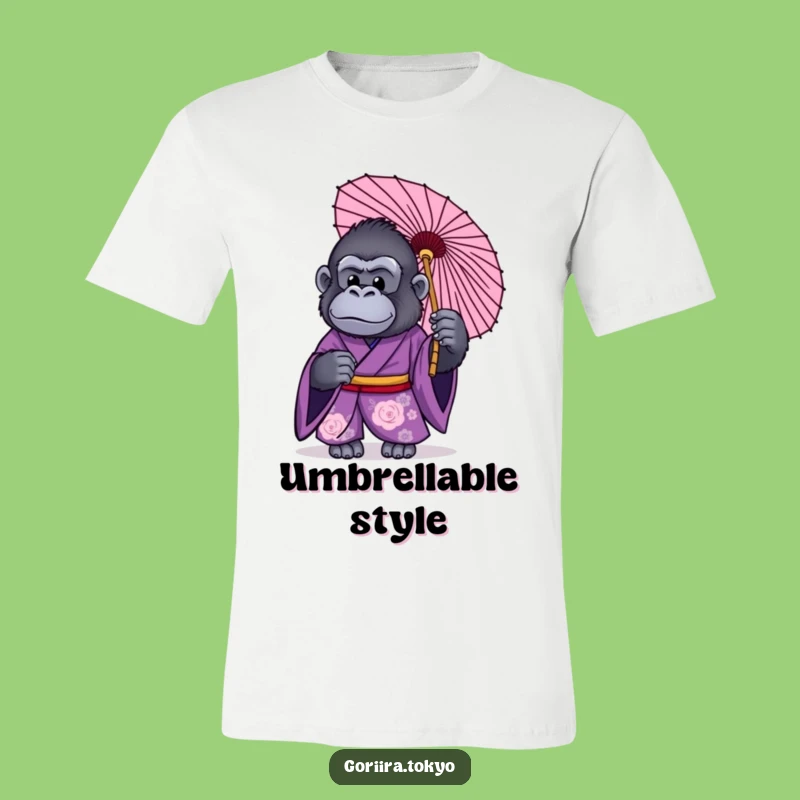 Funny Gorilla Purple Kimono Umbrella T-Shirt: Chic Protection, Humorous Gift
