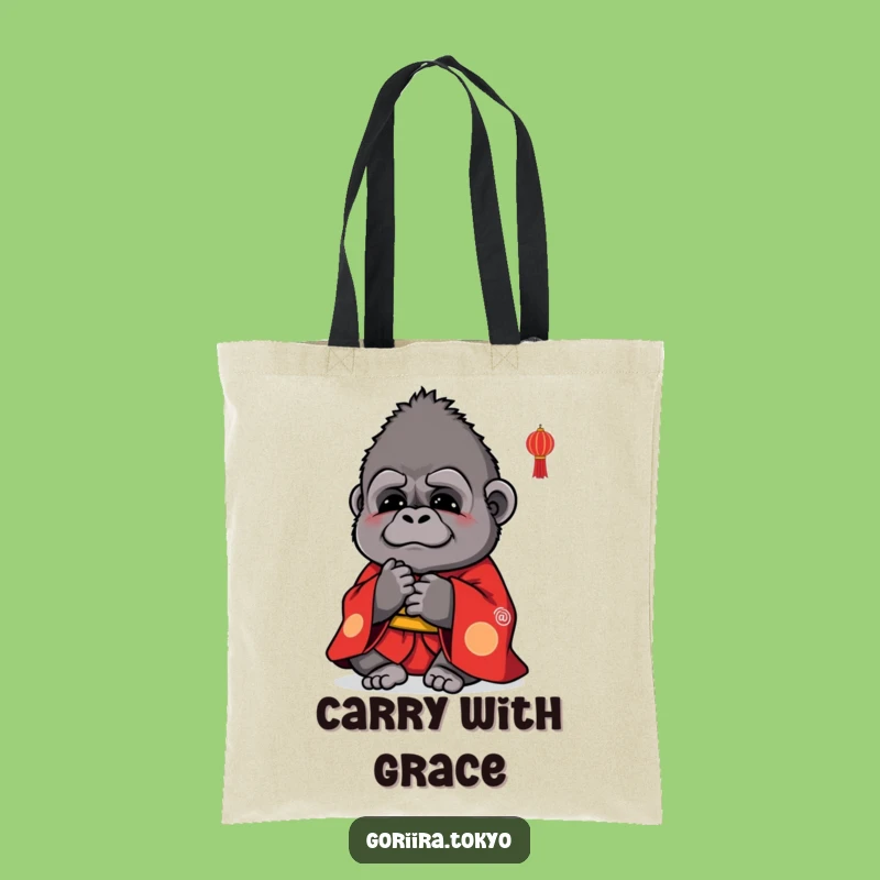 Funny Cute Gorilla Red Kimono Tote Bag: Polite Bow, Carry-All Humorous Gift